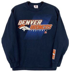 Team Apparel Denver Broncos Football Navy Blue Long Sleeve Unisex Sz Medium